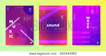 Music Round. Neon Nightclub Party. Dance Event. Purple Gradient Banner. Multicolor Music Motion. Dj 