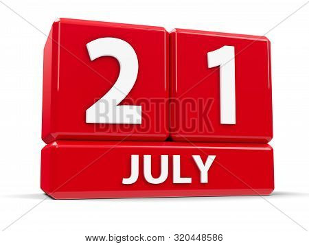 Red Cubes - The Twenty First Of July - On A White Table - Belgian National Day, Three-dimensional Re