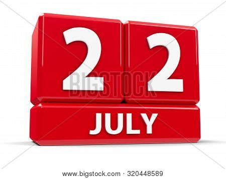 Red Cubes - The Twenty Second Of July - On A White Table - World Brain Day, Three-dimensional Render