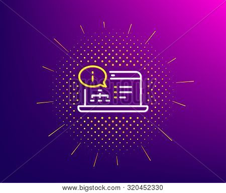 Online Documentation Line Icon. Halftone Pattern. Technical Instruction Sign. Gradient Background. O