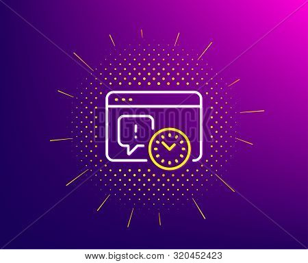 Project Deadline Line Icon. Halftone Pattern. Time Management Sign. Internet Symbol. Gradient Backgr