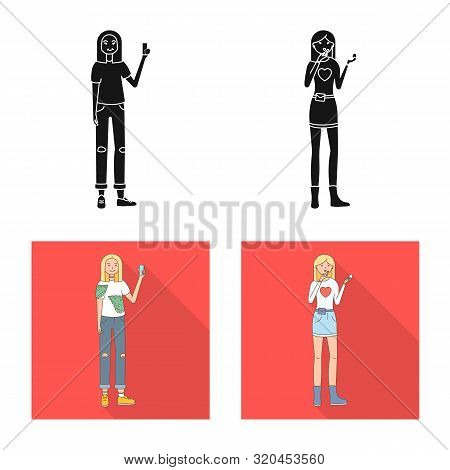 Vector Illustration Of Posture And Mood Icon. Set Of Posture And Female Vector Icon For Stock.