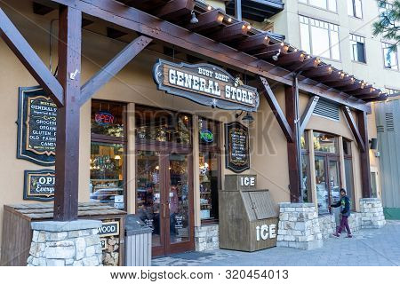 Mammoth  Lakes, Ca - July 10, 2019: Exterior Of The Busy Beez General Store