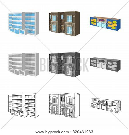 Vector Illustration Of Facade And Housing Symbol. Collection Of Facade And Infrastructure Stock Vect