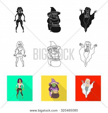 Vector Illustration Of Mystic And Hell Sign. Set Of Mystic And Devilry Stock Vector Illustration.