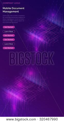 Big Data Waterfall Or Cascade, Digital Binary Code Data Flow Analysis Visualization, Isometric Vecto