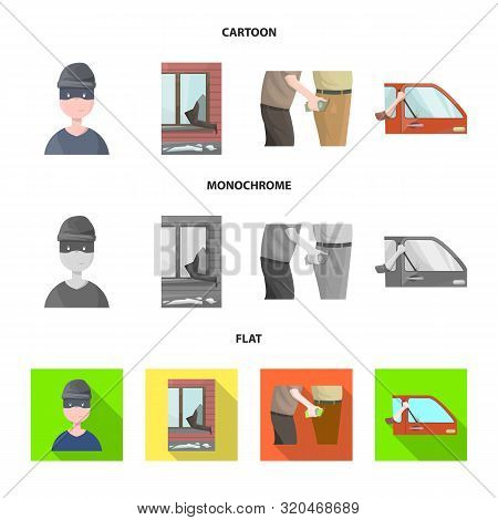 Isolated Object Of Crime And Steal Icon. Set Of Crime And Villain Vector Icon For Stock.