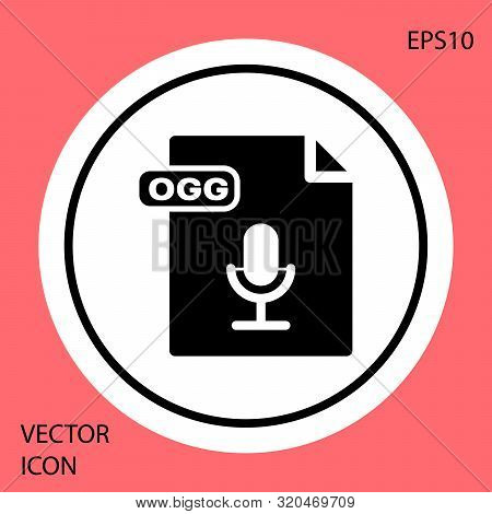 Black Ogg File Document. Download Ogg Button Icon Isolated On Red Background. Ogg File Symbol. White