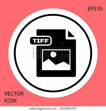 Black Tiff File Document. Download Tiff Button Icon Isolated On Red Background. Tiff File Symbol. Wh