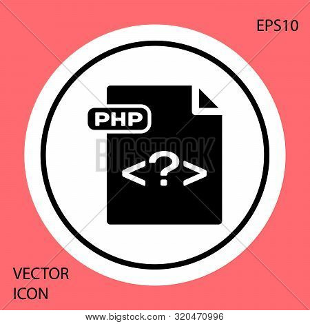 Black Php File Document. Download Php Button Icon Isolated On Red Background. Php File Symbol. White