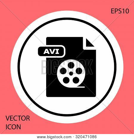 Black Avi File Document. Download Avi Button Icon Isolated On Red Background. Avi File Symbol. White