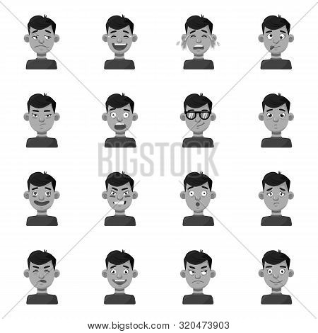 Vector Illustration Of Face And Boy Symbol. Collection Of Face And Feeling Stock Symbol For Web.