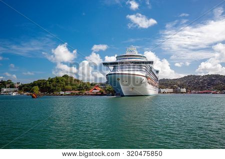St. Lucia, Caribbean - January 9: Princess Cruise Ship, Emerald Princess, In Castries, Capital Of St