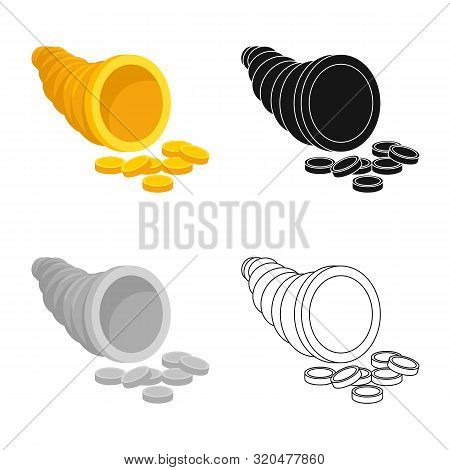 Vector Design Of Cornucopia And Money Logo. Collection Of Cornucopia And Gold Stock Vector Illustrat