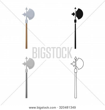 Vector Illustration Of Ax And Sword Icon. Set Of Ax And Mace Vector Icon For Stock.
