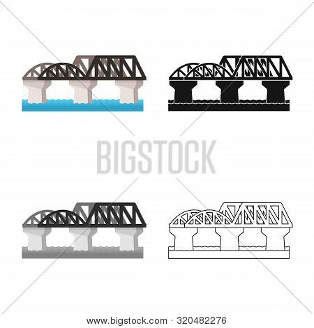 Vector Illustration Of Bridge And River Sign. Set Of Bridge And Railway Stock Vector Illustration.