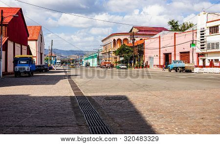 Santiago De Cuba, Cuba - 2019. Car Traffic In Santiago De Cuba Harbor Area.