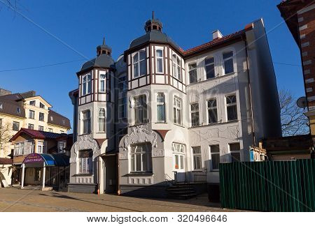 Zelenogradsk, Kaliningrad Region, Russia - April 02, 2019: Old Historical German Building On The Kur