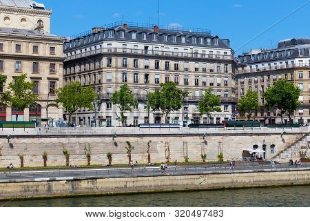 Paris, France - June 23, 2017: Old Historical Buildings In Central Part Of Paris At Summertime With 