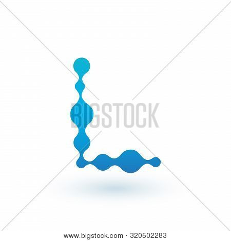 Water Molecular Initial Letter L Logo Design, Fluid Liquid Design Element With Dots And Shadow. Stoc