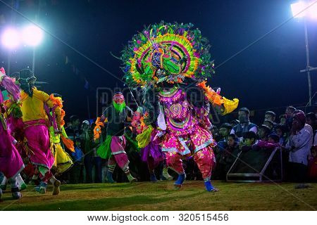 Bamnia, Purulia, West Bengal , India - December 23rd 2015 : Chhou Dancer Performing As Demon At Chha
