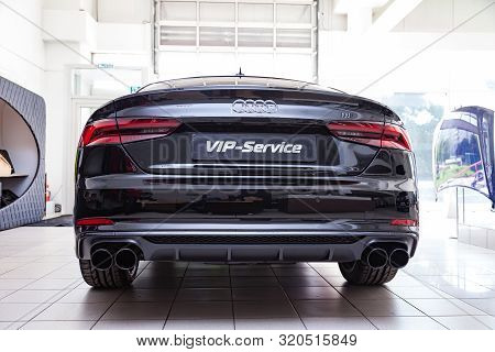 Novosibirsk, Russia - 08.01.2018: Rear View Of The 2019 Audi A5 Sportback  Prepared For Sale And Exh