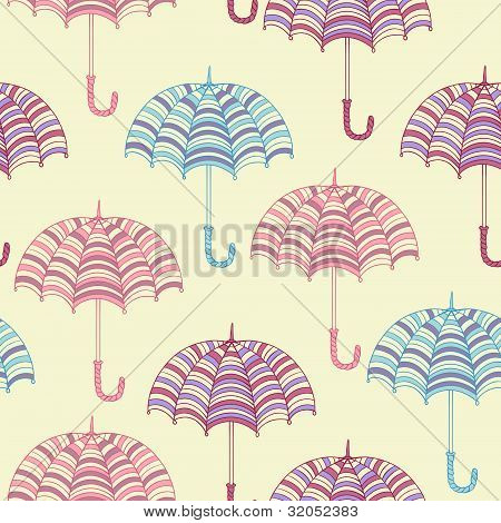 Bezešvé pattern s roztomilý deštníky. Vektorové ilustrace.