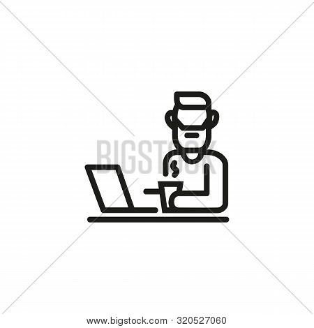 Digital Nomad Line Icon. Worker, Laptop, Remote Job. Freelance Job Line Icon. Vector Illustration Ca