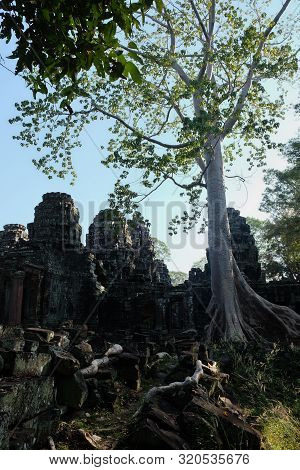 The Medieval Khmer Temple Of Banteay Kdei. Architectural Attraction. The Ancient Building.