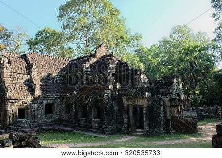 The Medieval Khmer Temple Of Banteay Kdei. Architectural Attraction. The Ancient Building.