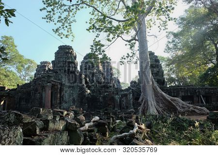 The Medieval Khmer Temple Of Banteay Kdei. Architectural Attraction. The Ancient Building.