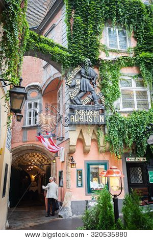 Vienna, Austria - July 13, 2019: One Of The Oldest Restaurants In Vienna, Griechenbeisel In Which Th