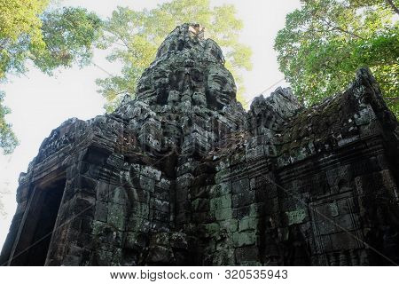 The Medieval Khmer Temple Of Banteay Kdei. Architectural Attraction. The Ancient Building.
