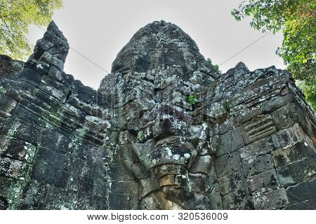 The Medieval Khmer Temple Of Banteay Kdei. Architectural Attraction. The Ancient Building.