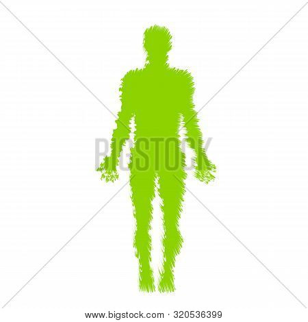 Retro Style Illustration Of A Human Body Standing Front View Distorted, Mishapen And Deformed On Iso
