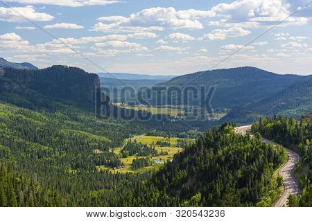 Wolf Creek Pass Highway 160 Mountain Switchbacks In Colorado On A Sunny Day