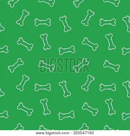 Seamless Of Dog Bone Icon Isolated On Green Background. Pattern Dog Bone Icon