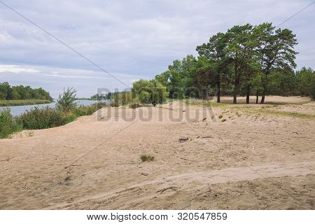 City Carnikava, Latvian Republic. Green Nature In Summer With River Gauja And Waves. Travel Photo. S