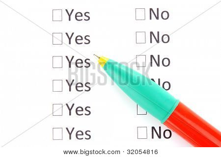 Ano, nebo ne cheklist detail