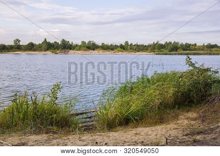 City Carnikava, Latvian Republic. Green Nature In Summer With River Gauja And Waves. Travel Photo. S