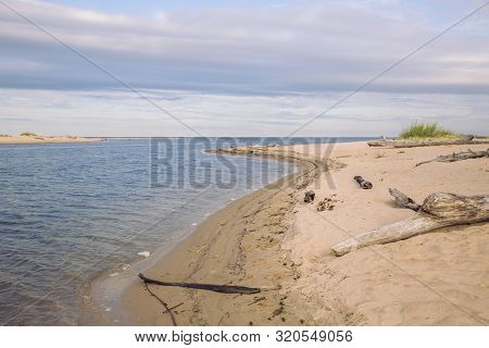 City Carnikava, Latvian Republic. Green Nature In Summer With River Gauja And Waves. Travel Photo. S