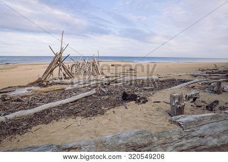 City Carnikava, Latvian Republic. Green Nature In Summer With Baltic Sea And Waves. Travel Photo. Se