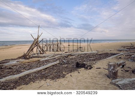 City Carnikava, Latvian Republic. Green Nature In Summer With Baltic Sea And Waves. Travel Photo. Se