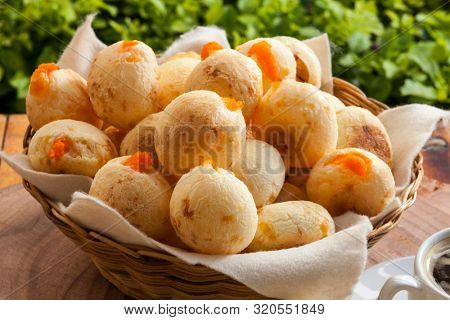 Brazilian snack cheese bread stuffed with cheddar cheese