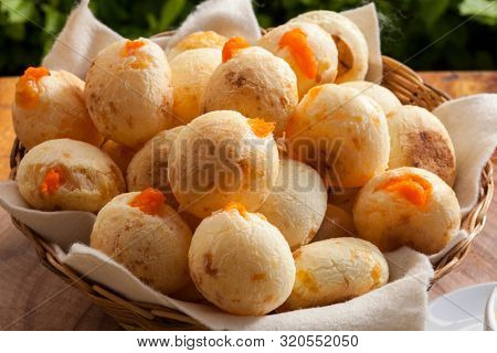 Brazilian snack cheese bread stuffed with cheddar cheese
