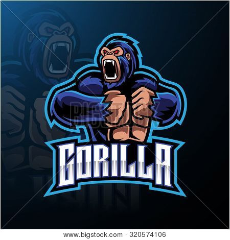 Angry Gorilla Mascot Logo Desain With Text