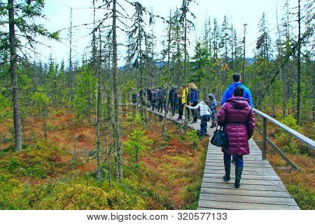 Kosiv Ivano-frankivsk Region/ Ukraine - 27 October 2017 / Ukraine: 
Group Of Tourists On Hike In Mou