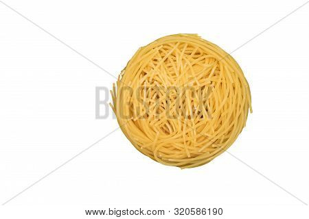 Italian Pasta Tagliatelle Isolated On White Background.