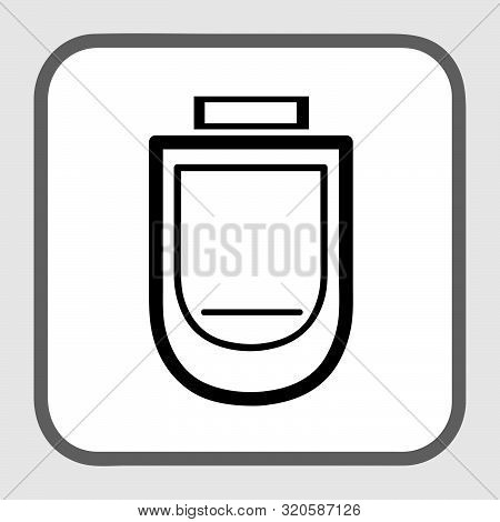Vector, Outline Icon Stye Of Urinoir, Public Restroom, At Gray Background.