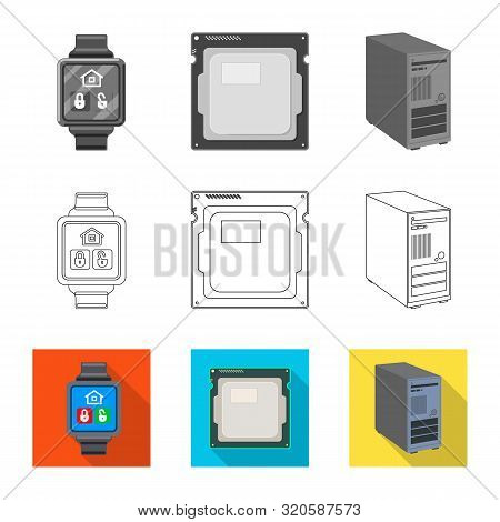 Vector Design Of Laptop And Device Symbol. Set Of Laptop And Server Stock Vector Illustration.